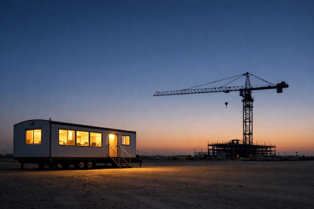 Star50 Business Internet modem in a construction jobsite trailer office